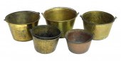 METAL BUCKETS, 19TH C., FIVE P