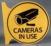 METAL CAMERAS IN USE WALL SIGN