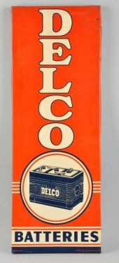 Metal Delco Batteries Sign. <b
