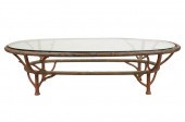 METAL FAUX BOIS OVAL COFFEE TA