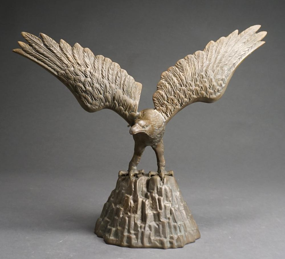 METAL FIGURE OF PERCHED EAGLE, H: