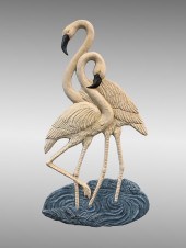 METAL FLAMINGO WALL ART: Cast