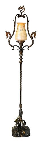 METAL FLOOR LAMP ON MARBLE BASE