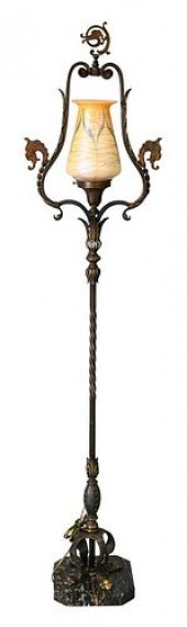 METAL FLOOR LAMP ON MARBLE BAS