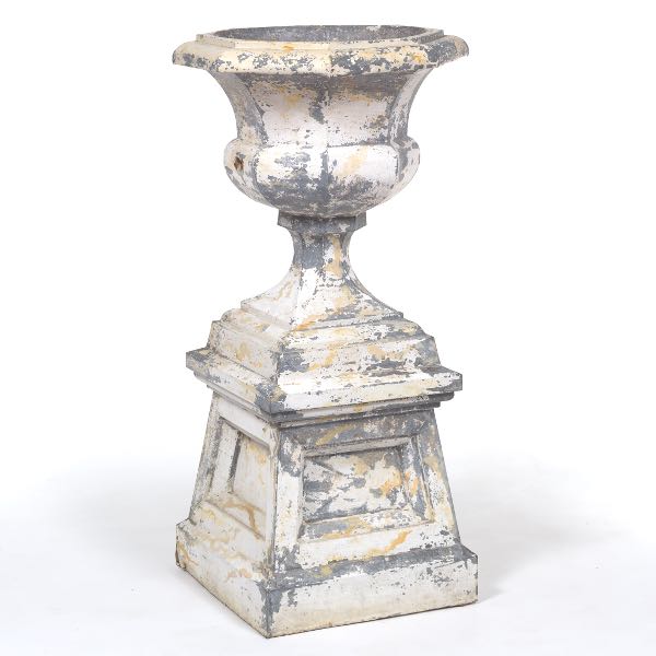 METAL GARDEN URN 38" x 18 ½" Rustic