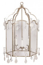 METAL & GLASS CHANDELIERwith c