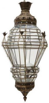 METAL & GLASS THREE-LIGHT HANG