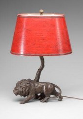 Metal lion lamp, spelterware l