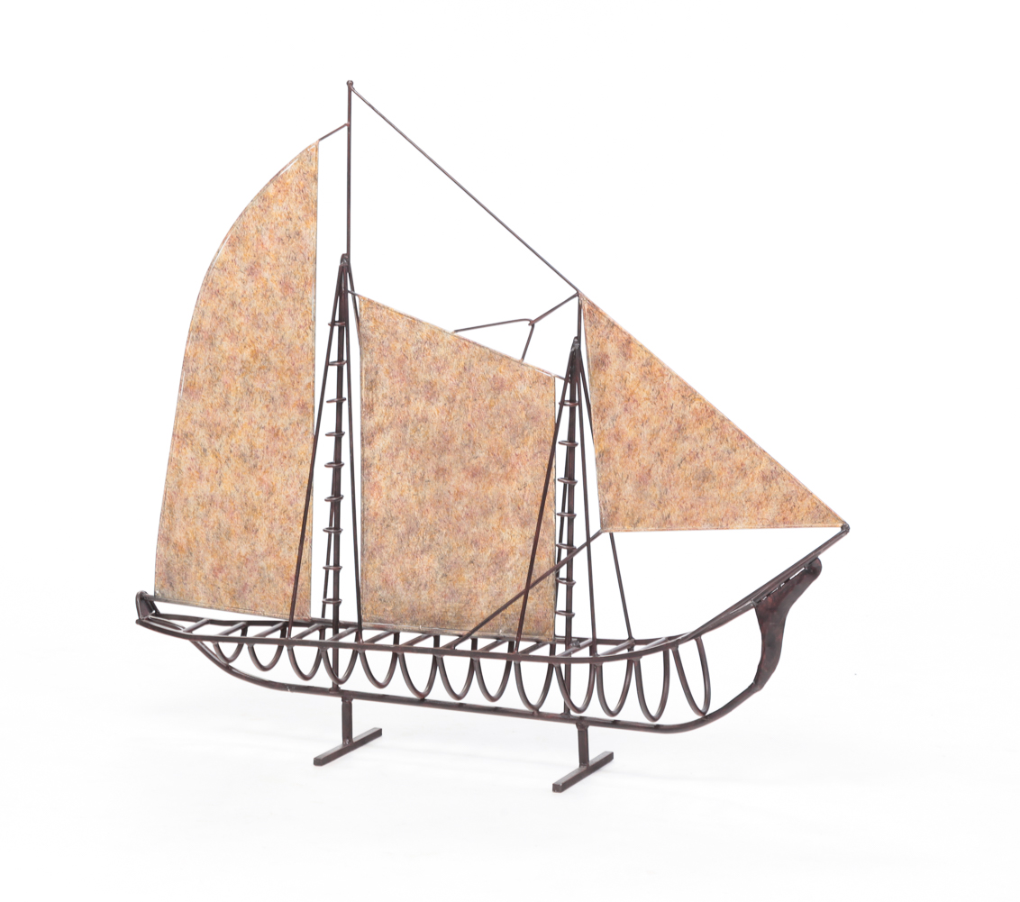 METAL MODEL OF A SAILING SHIP. Late