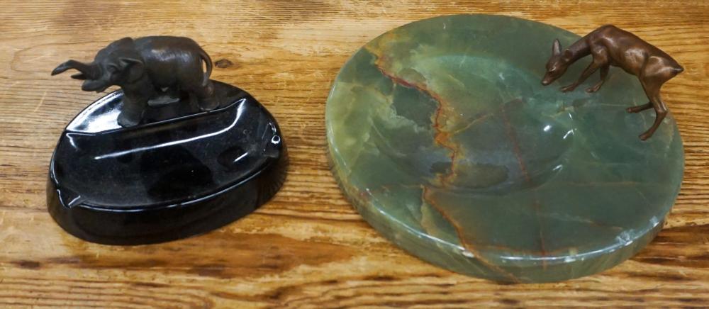 METAL MOUNTED DEER STONE ASHTRAY