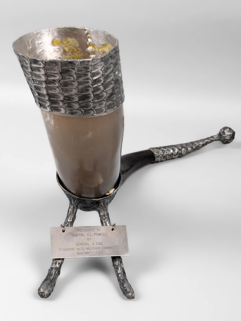METAL MOUNTED HORN PRESENTED TO
