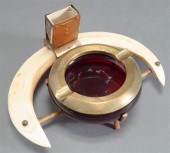 METAL MOUNTED, RUBY GLASS AND