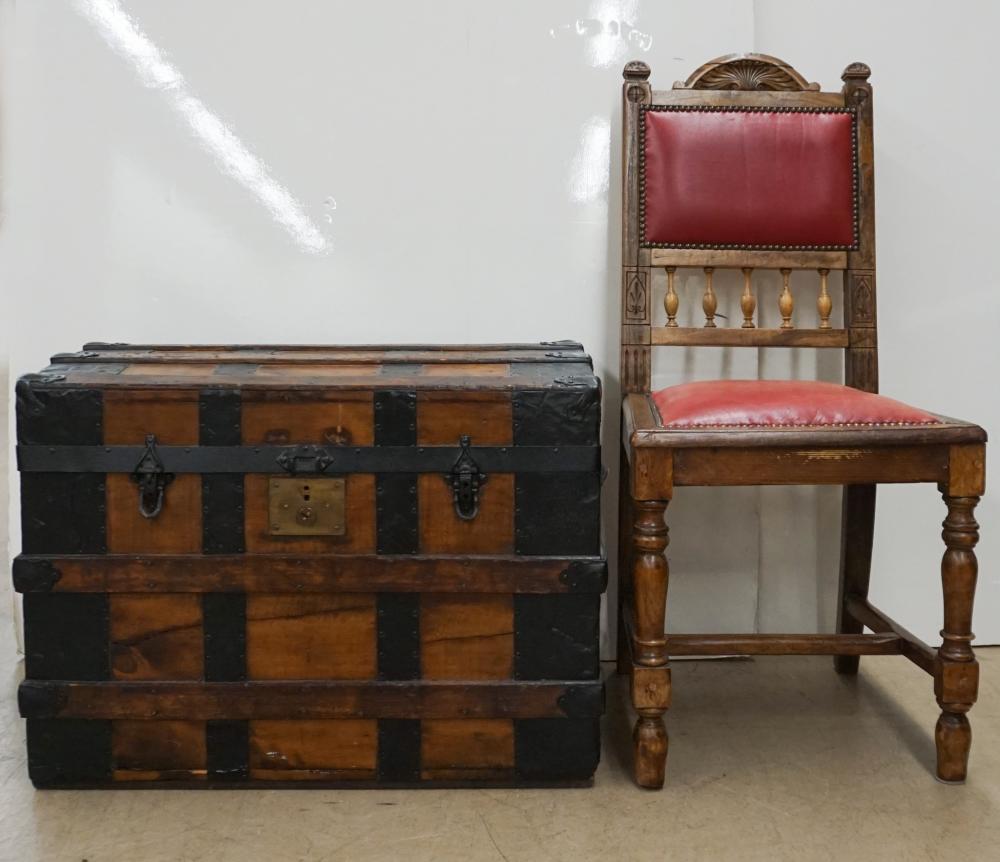 METAL MOUNTED WOOD PACKING TRUNK