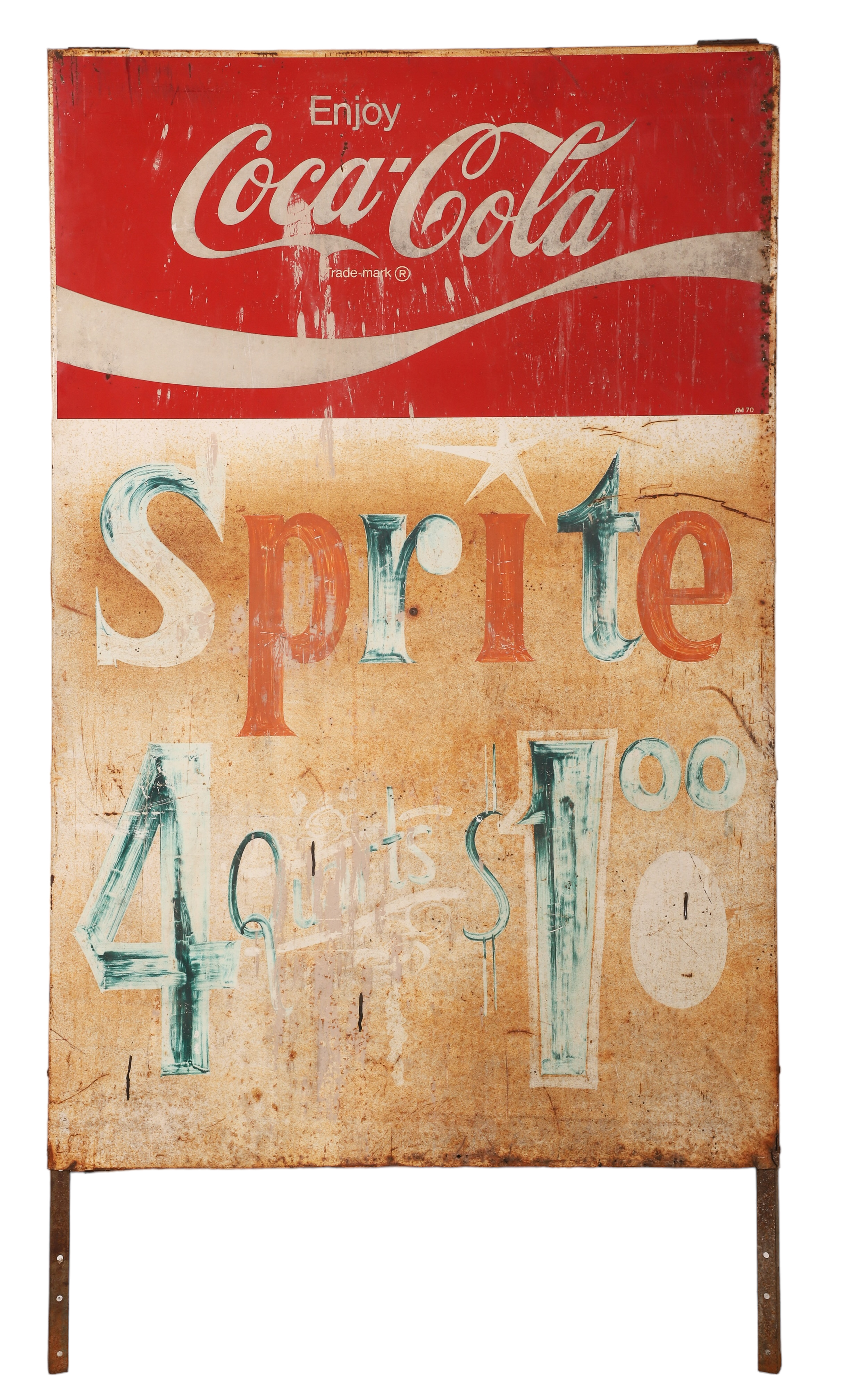 Metal painted Coca Cola sign, white