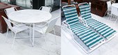 METAL PATIO TABLE & CHAIRS; A