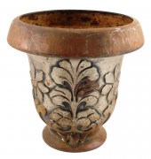 METAL PLANTER WITH STYLIZED FO