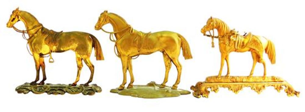METAL SADDLED HORSE FIGURES, SIX