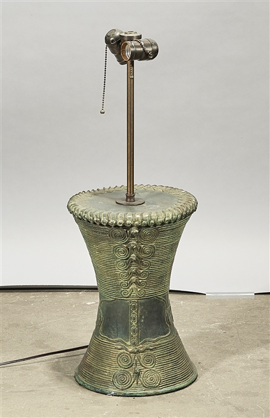 Metal spool-form lamp; with