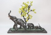METAL STATUE OF ELEPHANTS AND