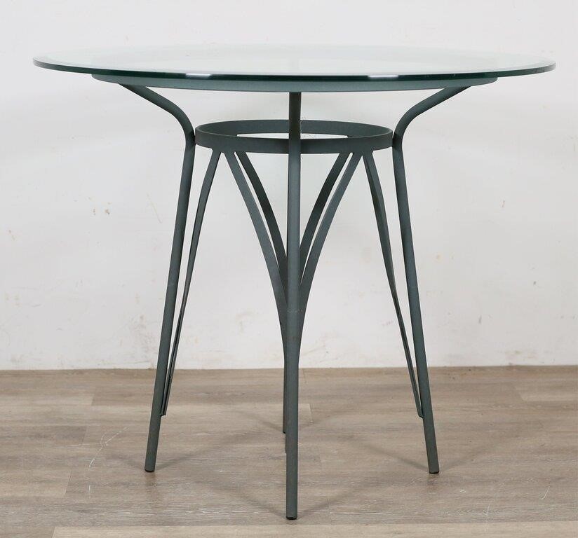 METAL TABLE WITH GLASS TOP30" H x