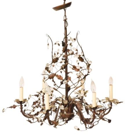 METAL TOLE AND  CRYSTAL 6 LIGHT