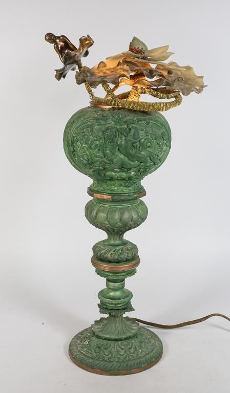 METAL URN TABLE LAMP WITH COPPER