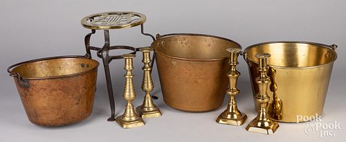 METALWARE TO INCLUDE THREE BRASS