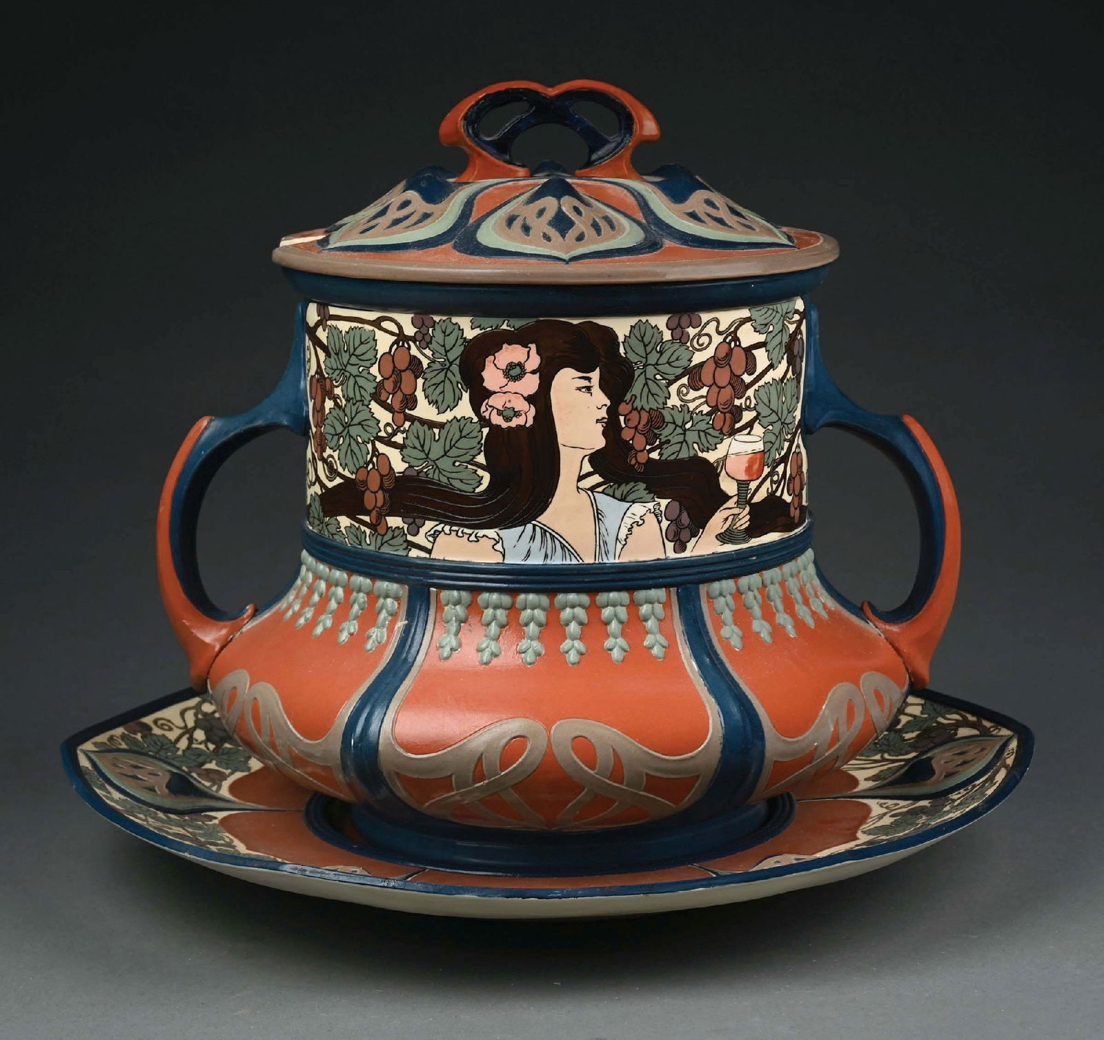 METTLACH #2814 PUNCH BOWL W/