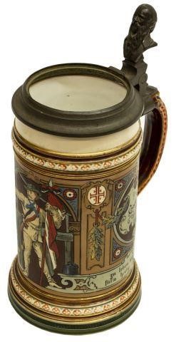 METTLACH ETCHED STONEWARE STEIN,