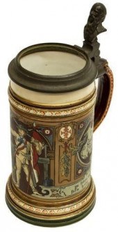 METTLACH ETCHED STONEWARE STEI