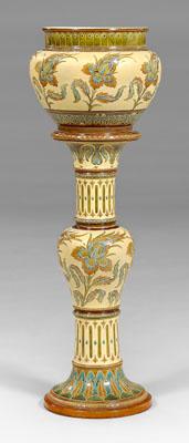 Mettlach jardinière on base, floral