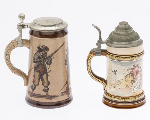 METTLACH MINSTREL STEIN AND