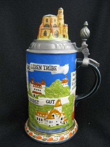 Mettlach Pottery Stein castles