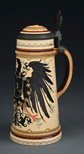 METTLACH STEIN #2204 W/ GOLD E