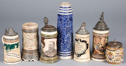 METTLACH STEIN AND CANISTER,