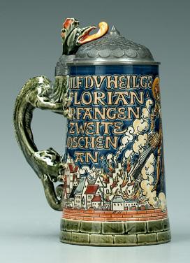 Mettlach stein, incised