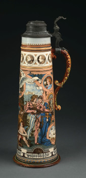 METTLACH STEIN W/ LADY IMAGE<b