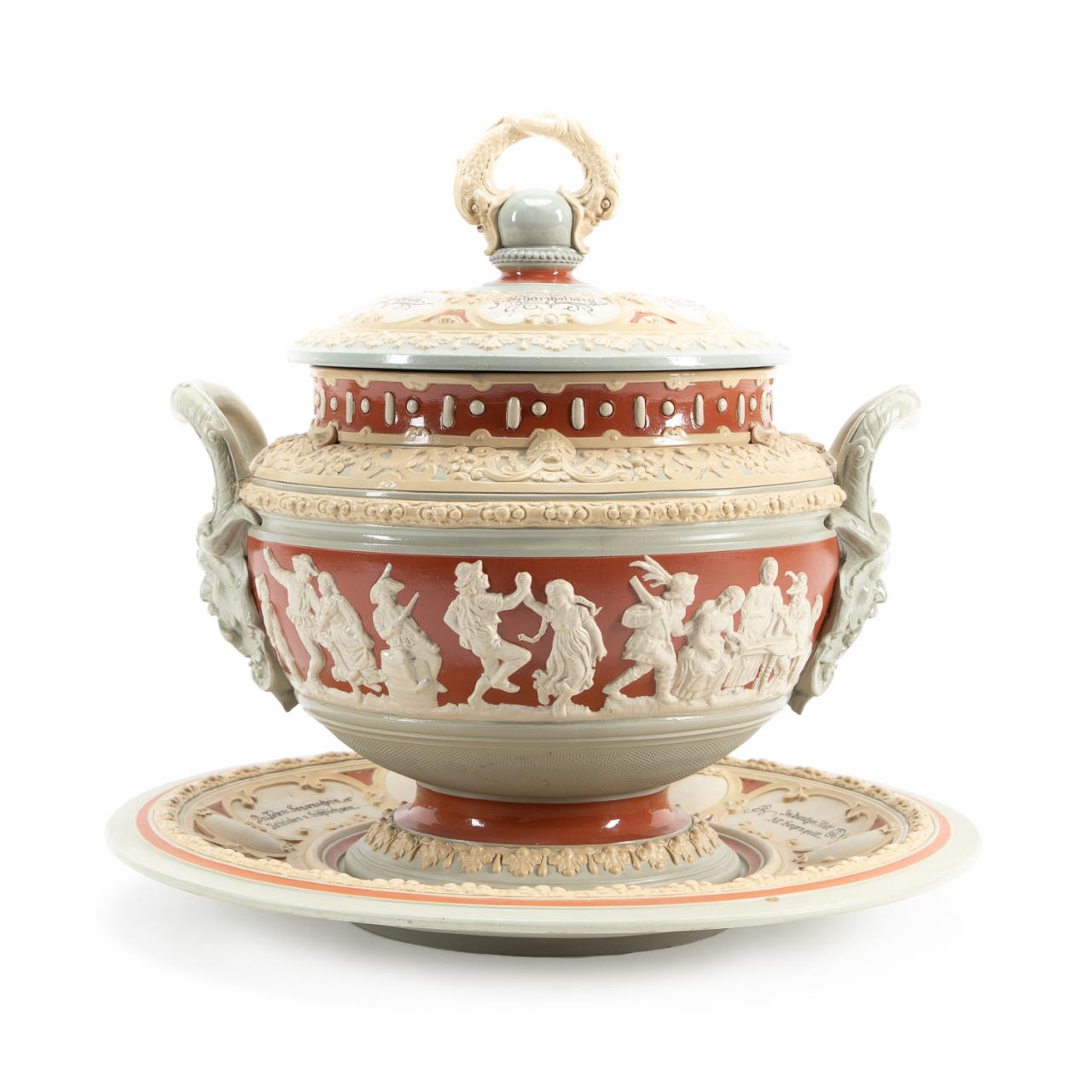 METTLACH STONEWARE LIDDED PUNCH