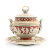 METTLACH STONEWARE LIDDED PUNC