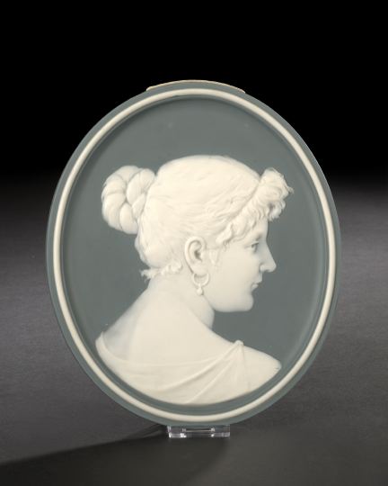 Mettlach Teal and White Cameo