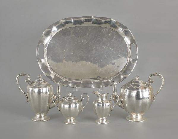 Mexican 950 silver five-piece tea