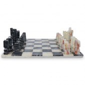 MEXICAN CARVED ONYX CHESS SETD