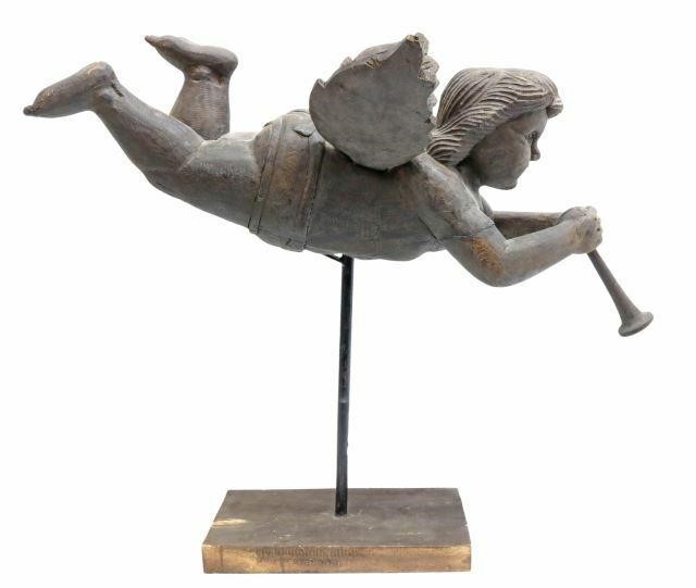 MEXICAN CARVED WINGED CHERUB W/