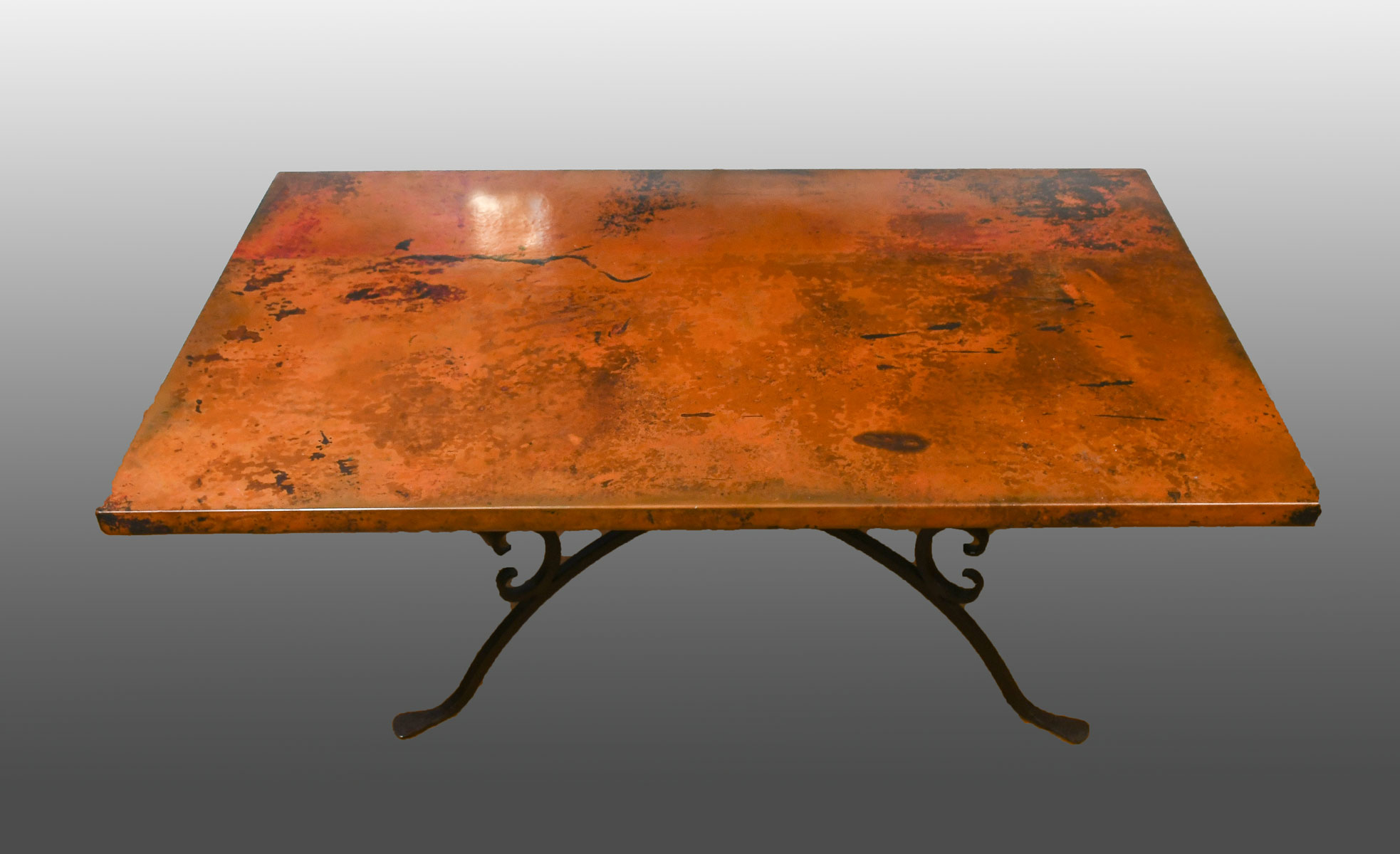 MEXICAN COPPER CLAD DINING TABLE:
