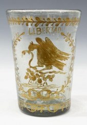 MEXICAN GILT PAINTED GLASS VAS