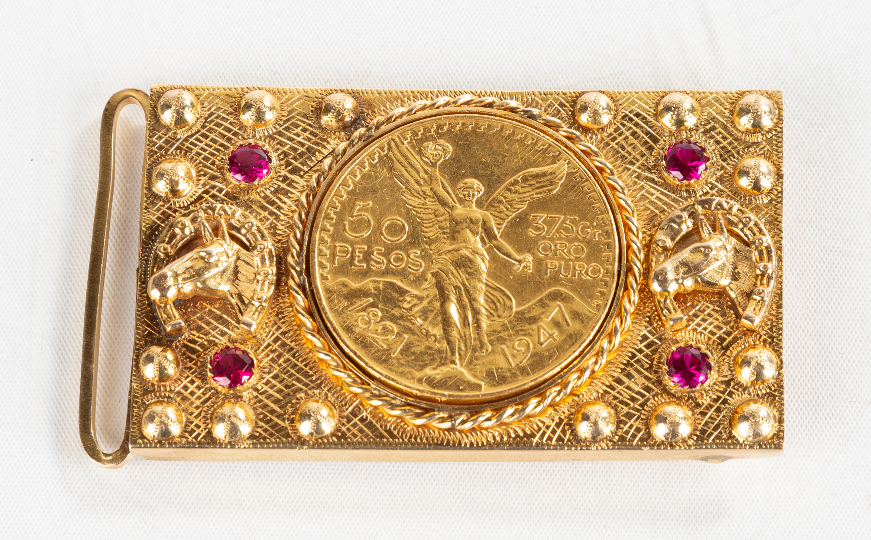 MEXICAN GOLD BELT BUCKLE WITH 50