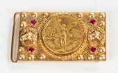 MEXICAN GOLD BELT BUCKLE WITH