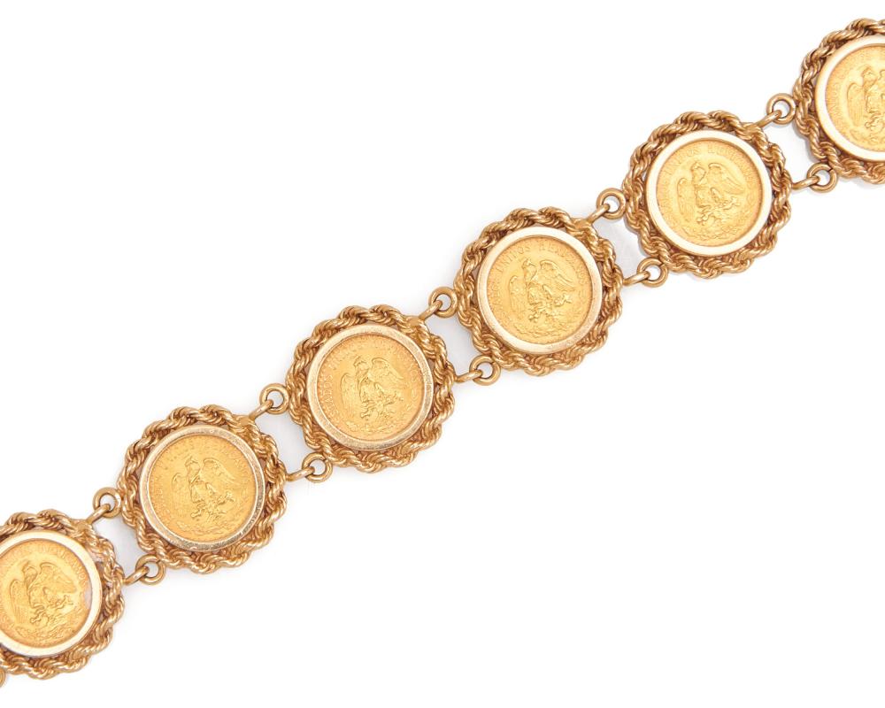 MEXICAN GOLD COIN BRACELETMexican