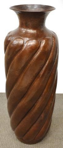 MEXICAN HAMMERED COPPER FLOOR VASE,
