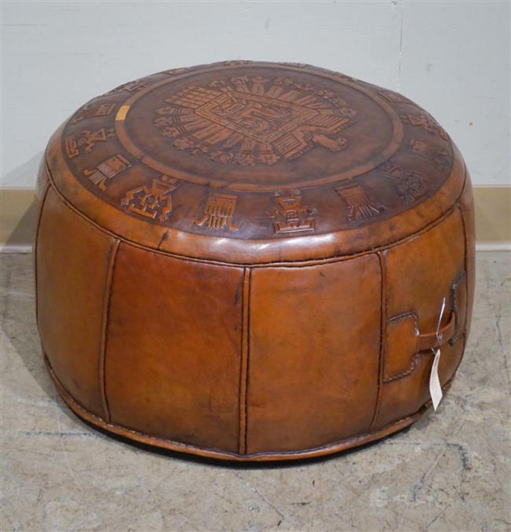 MEXICAN LEATHER FOOT STOOLMexican